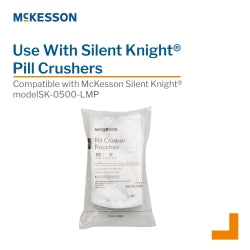 McKesson Silent Knight Single Use Pill Crusher Pouches - Latex-Free Clear Plastic - 2 x 4.5 Inch - 1000 Count