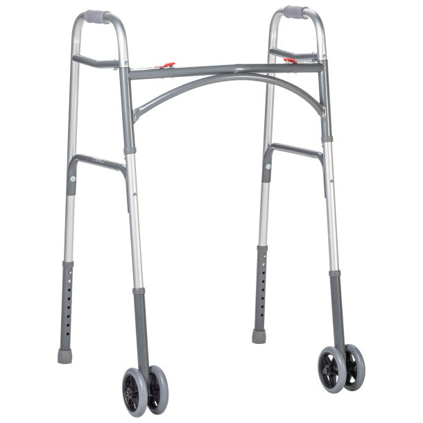 Bariatric Aluminum Two Button Folding Walker with Wheels