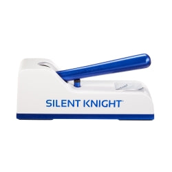 Silent Knight Hand Operated Pill Crusher - Professional Grade with Dual-Action Crushing, Surgical Steel (Blue/White)