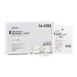 McKesson SpO2 Sensor - Disposable Adult Finger Pulse Oximeter, 1.5 Ft Cable