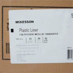 McKesson Graduated Plastic Pitcher Liners - 28 oz / 800 mL Capacity, Latex-Free, Single-Patient Use - 500/Case