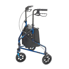 Deluxe 3 Wheel Aluminum Rollator, 7.5" Casters