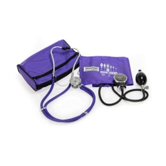 Professional Aneroid Sphygmomanometer Blood Pressure Monitor Kit with Sprague Rappaport Stethoscope - Adult Arm Cuff - Purple (Case of 10)
