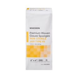 McKesson USP Type VII Gauze Sponge - 4x4 White Square Non-Sterile Cotton Wound Dressing