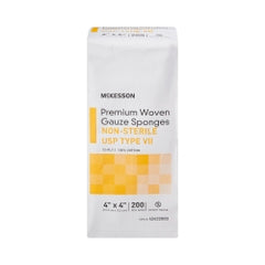 McKesson USP Type VII Gauze Sponge - 4x4 White Square Non-Sterile Cotton Wound Dressing