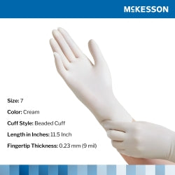 Sterile Latex Surgical Gloves Powder-Free - Beaded Cuff with Polymer Coating