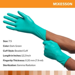 McKesson Perry Performance Plus Neoprene Powder-Free Sterile Surgical Gloves - Latex-Free, Dark Green
