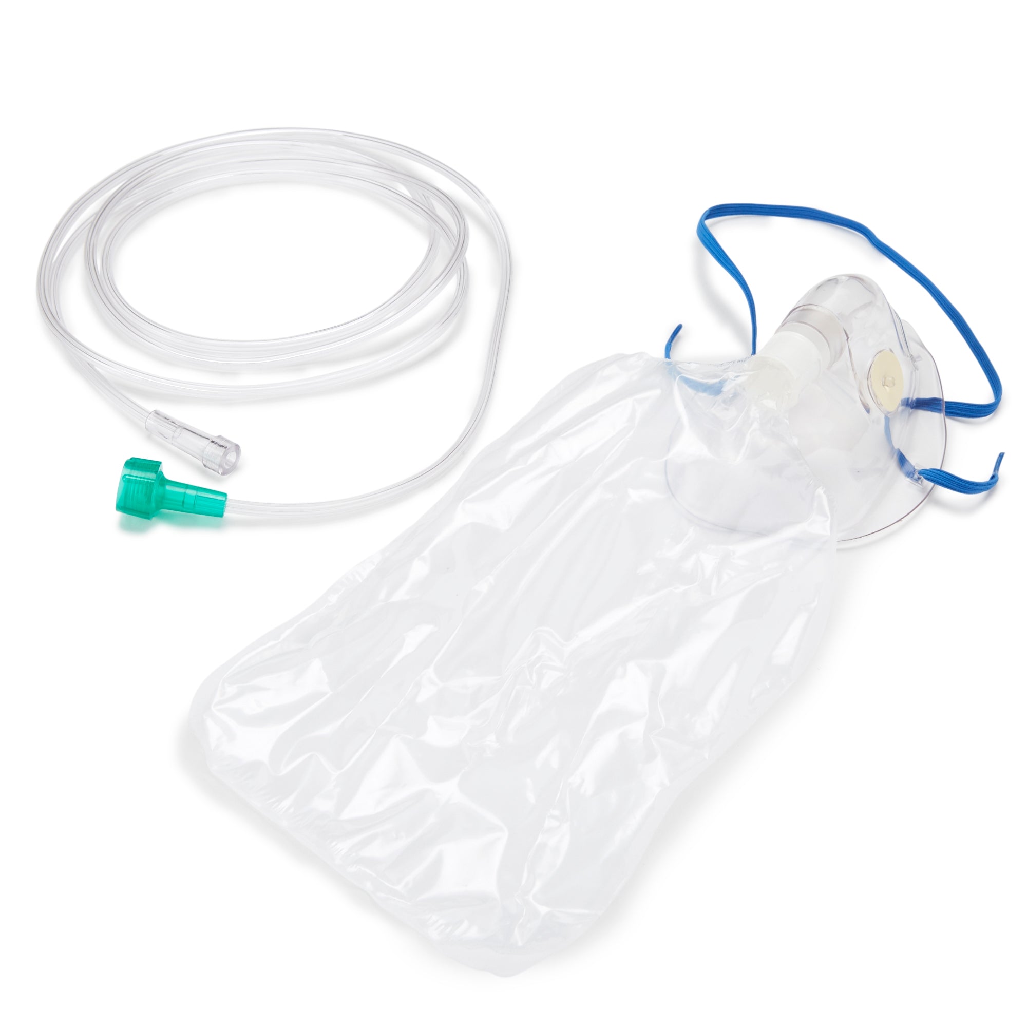 Non-Rebreather Oxygen Mask Adult - Elongated Style with Check Valve, 7ft Tubing, High Concentration O2 Delivery