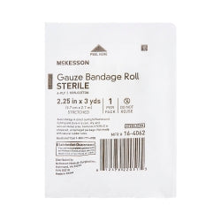 Sterile Fluff Bandage Roll - 2.25 Inch x 3 Yard, 6-Ply Medical Grade Gauze Wound Dressing