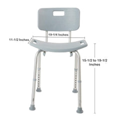 McKesson Aluminum Bath Bench - 400 lb Capacity, Adjustable Height with Fixed Handles, Gray