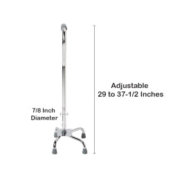 Large Base Quad Cane - Steel Frame with Padded Offset Handle | 300 lbs Capacity