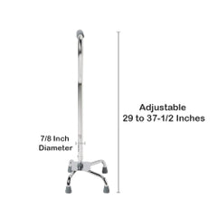 Large Base Quad Cane - Steel Frame with Padded Offset Handle | 300 lbs Capacity
