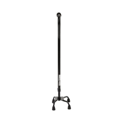 Steel Quad Cane with Vinyl Grip - Small Base, Offset Handle, Adjustable Height 30-39"