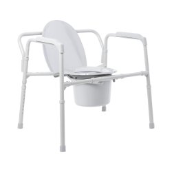 McKesson Heavy Duty Folding Commode Chair - 3-in-1 Bedside Toilet Safety Frame - 650 lbs Capacity - 15.5 to 22 Inch Adjustable Height