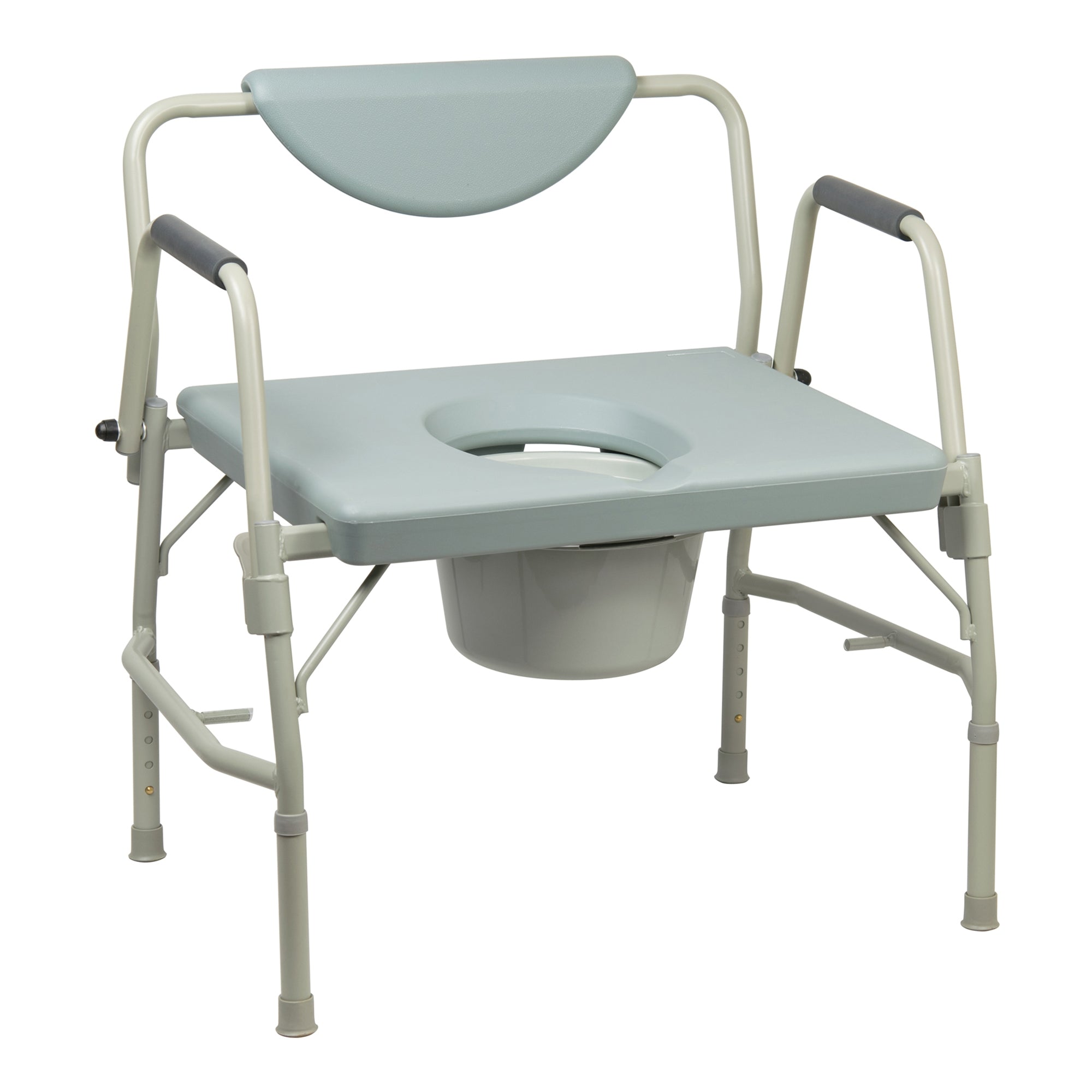 McKesson Bariatric Commode Chair - Heavy-Duty Steel Frame, 1000 lbs Capacity, Drop Arm, 12 Qt Bucket - Gray