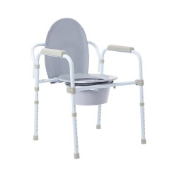 Fixed Arm Folding Commode Chair - 3-in-1 Bedside Toilet Safety Frame - 350 lbs Capacity - Blue
