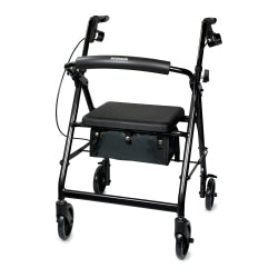 Lightweight Aluminum 4-Wheel Rollator Walker - Adjustable Height, 300 lbs Capacity, Padded Seat