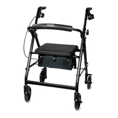 Lightweight Aluminum 4-Wheel Rollator Walker - Adjustable Height, 300 lbs Capacity, Padded Seat