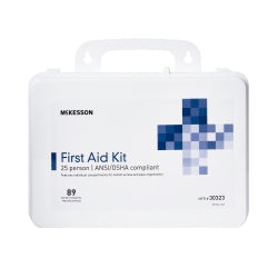 First Aid Kit 25 Person - Plastic Case 2.375 x 6.31 x 9 Inch - Complete Emergency Medical Supplies
