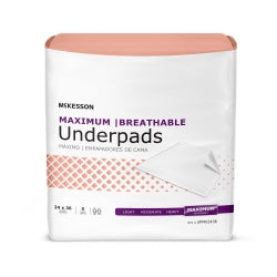 McKesson Maximum Breathable Underpads - 24" x 36" Disposable Incontinence Bed Pads, Latex-Free