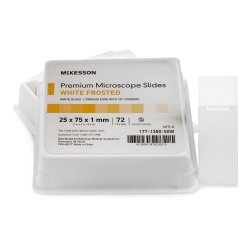 Premium Microscope Slides - White Frosted End, Pre-Cleaned Glass (72 per Box)