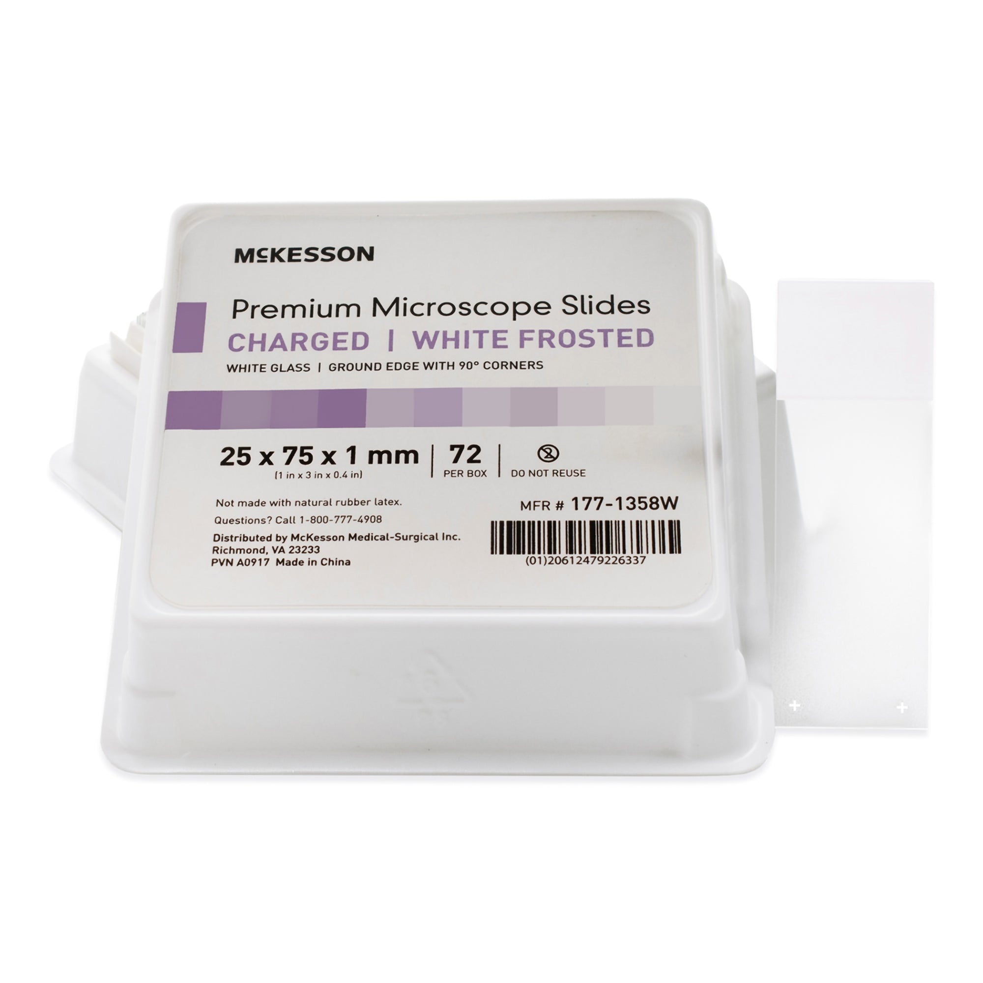 Charged Microscope Slides with White Frosted End - Premium Glass 25 x 75 x 1 mm for Histology & Pathology