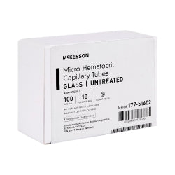 McKesson Micro-Hematocrit Capillary Blood Collection Tubes - 75µL, Plain Glass, Blue Coded (177-51602)