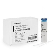 McKesson Micro-Hematocrit Capillary Blood Collection Tubes - 75µL, Plain Glass, Blue Coded (177-51602)