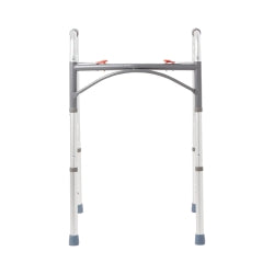 McKesson Aluminum Frame Folding Walker - Adjustable Height 25-39 Inch, 350 lbs Capacity, Latex-Free with Dual-Release Mechanism
