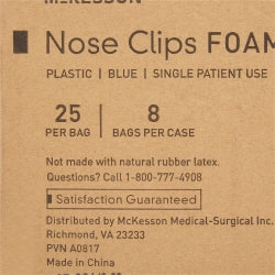 Disposable Foam Nose Clip for Spirometry - Blue Plastic with Soft Pads