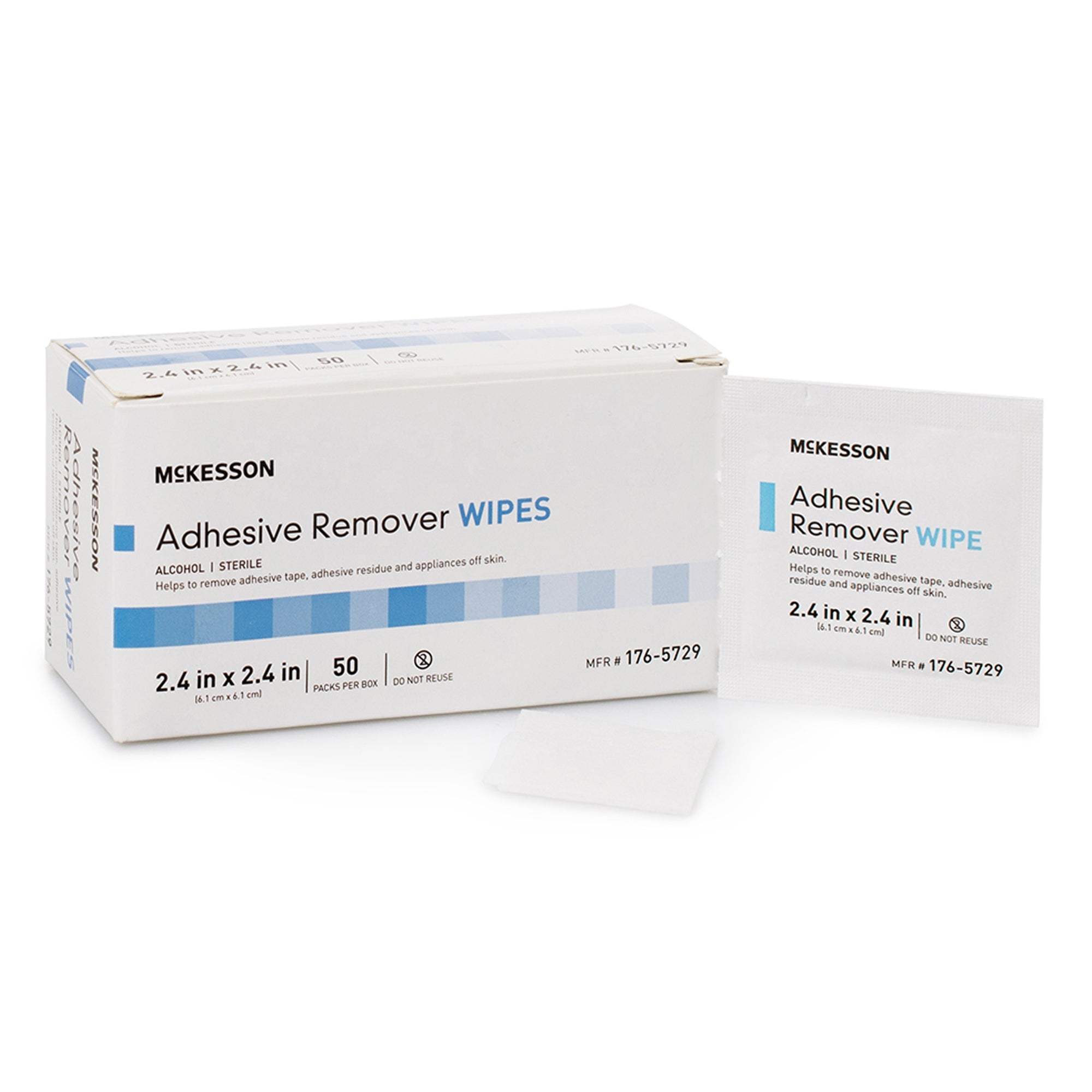 McKesson Adhesive Remover Wipes - Gentle Alcohol-Based Formula, Latex-Free (50/Box)