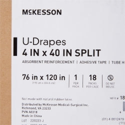 Blue Orthopedic U-Drape with Split - 76 x 120 Inch Sterile Surgical Drape with Adhesive