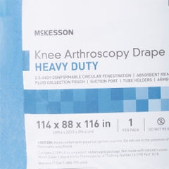 Heavy-Duty Knee Arthroscopy Drape - Blue SMS Fabric with Fluid Collection Pouch | 114x88x116 Inch