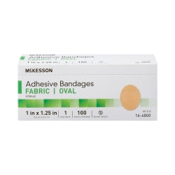 Adhesive Strip Bandages Tan 1 x 1.25 Inch Oval Sterile - Premium Fabric Wound Care