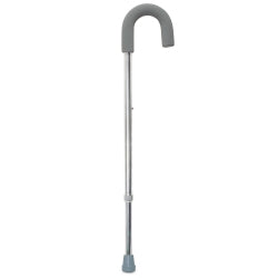 Adjustable Aluminum Walking Cane with Foam Grip Round Handle - 300 lbs Capacity - Silver
