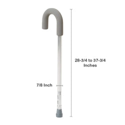 Adjustable Aluminum Walking Cane with Foam Grip Round Handle - 300 lbs Capacity - Silver