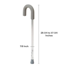 Adjustable Aluminum Walking Cane with Foam Grip Round Handle - 300 lbs Capacity - Silver