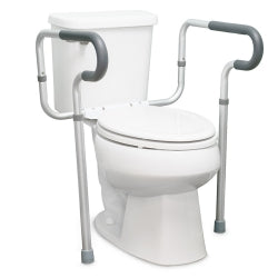 Toilet Safety Rail with Cushioned Grip - 300 lbs Capacity, Adjustable Height Support Frame