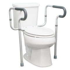 Toilet Safety Rail with Cushioned Grip - 300 lbs Capacity, Adjustable Height Support Frame