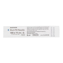 McKesson Blunt Fill Needles - 18 Gauge Sterile Medical Draw-Up Needles with Safety Cap