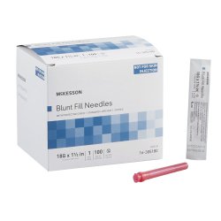 McKesson Blunt Fill Needles - 18 Gauge Sterile Medical Draw-Up Needles with Safety Cap