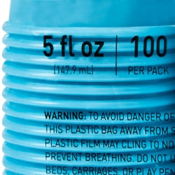Disposable Drinking Cups 5 oz Polypropylene - Flexible Crush-Resistant, Latex-Free - Blue & Clear Options