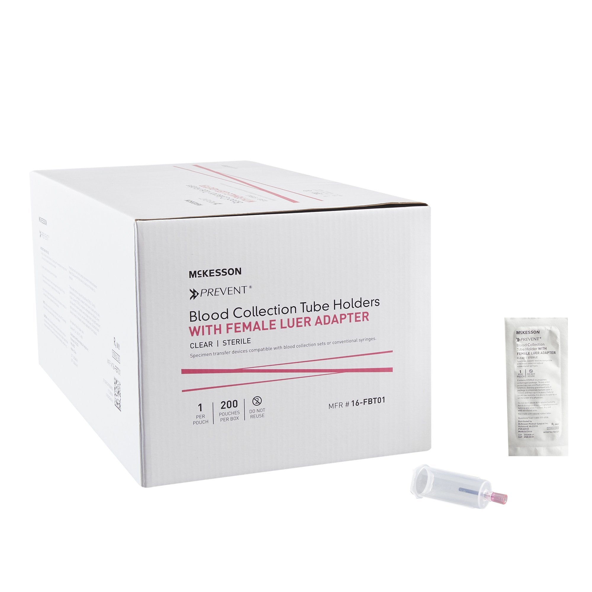 Blood Transfer Device with Female Luer Adapter - Needleless Safety Holder for Vacuum Tubes