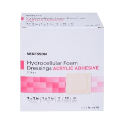 Sterile Hydrocellular Foam Dressing with Film Backing - Tan Square Wound Care Bandage