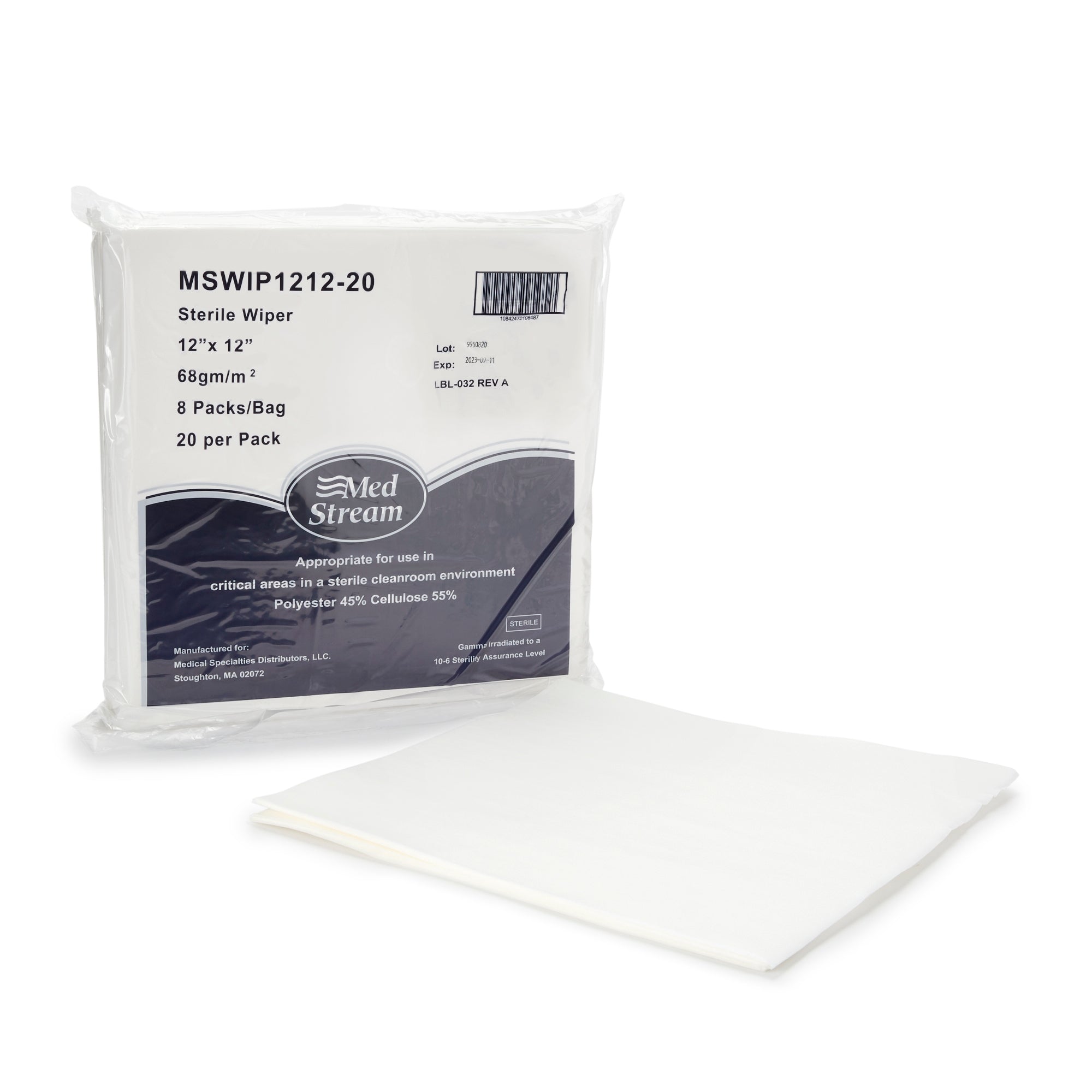 Sterile Cleanroom Wipes 12x12 Inch - Polyester Cellulose Blend for ISO5 Critical Environments