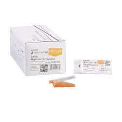 Safety Hypodermic Needle with Protective Hinge - 25 Gauge, 1 Inch, Thin-Walled for SC/IM/ID/IA Injections