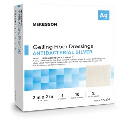 Silver Gelling Fiber Dressing Sterile - Ionic Silver Antimicrobial Wound Care Square