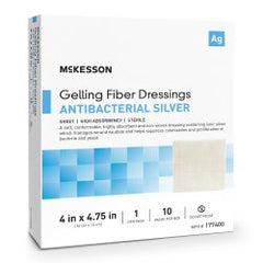 Silver Gelling Fiber Dressing - Ionic Silver CMC Alginate with Reinforcement, Sterile Rectangle, White