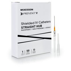 Shielded Peripheral IV Catheter with Safety Shield, 14 Gauge, 1.75 Inch - Push-Button Retraction System