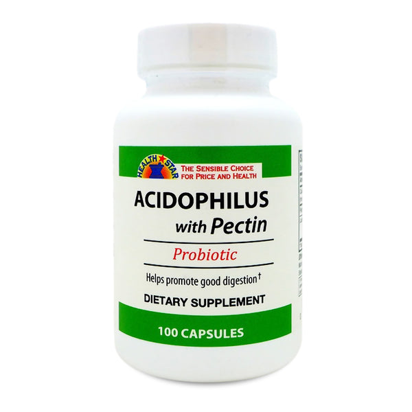 Acidophilus Probiotic Supplement with Pectin & Calcium - 75 Million Live Cultures, 100 Capsules